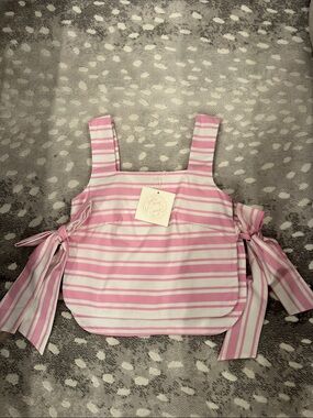 Striped Pink & White Tie-Side Tank Top
